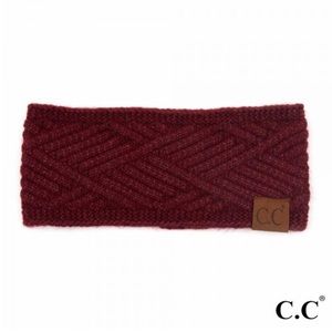 NWT C.C. - Maroon Diagonal Stripe Criss-Cross Knit Pattern Head Wrap
